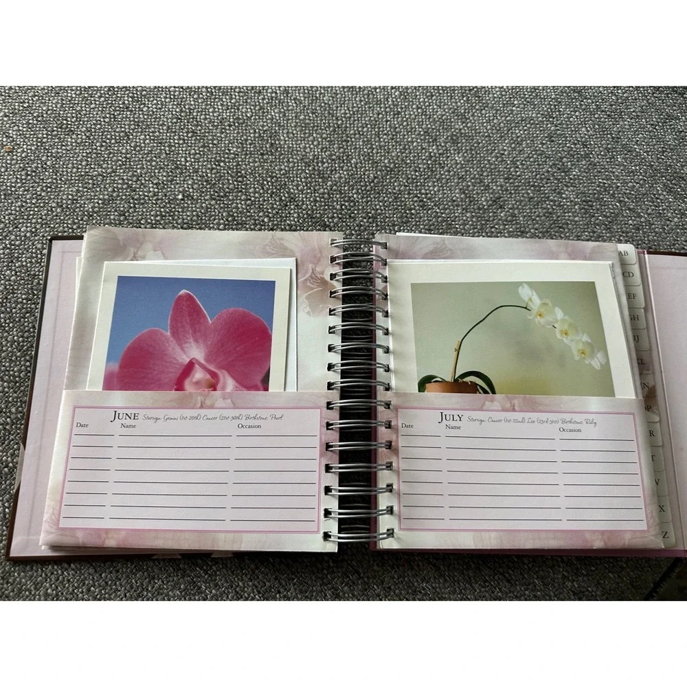 Bizzybee Orchids Greeting Card Book Birthday Organizer Address Book 2005 EUC